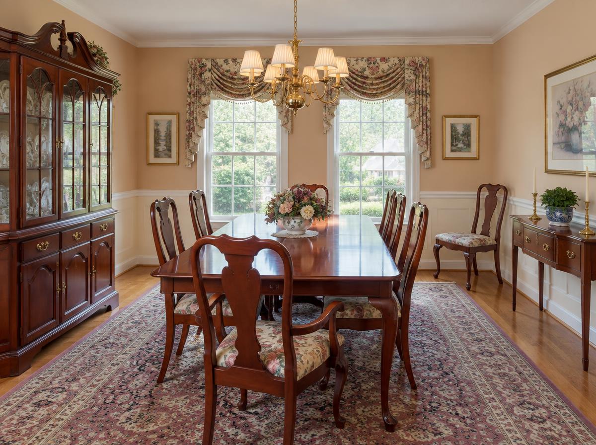 A tasteful, well-kept dining room before a refresh